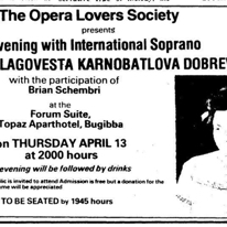 Dobreva tribute concert
Times of Malta
9.04.1989