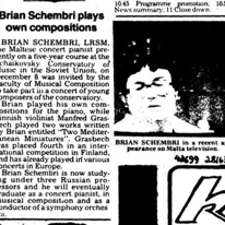 Plays own works 
Sunday Times of Malta
13.01.1980