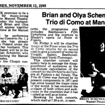 Brian and Olya
Sunday Times of Malta
13.11.1988