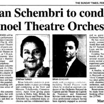 Manoel Theatre Orchestra
Sunday Times of Malta
16.02.1997