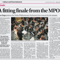 Fitting Finale
Sunday Times of Malta
21.06.2015