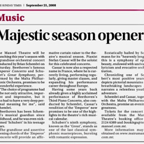 Majestic season opener
Sunday Times of Malta
21.09.2008
