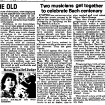 Bach Tercentenary
Sunday Times of Malta
24.02.1985