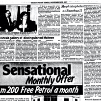 Mephistofeles BacchusII
Sunday Times of Malta
29.11.1987