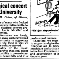 Concert at University
Times of Malta
8.04.1985