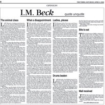 I. M. Beck
Times of Malta
8.04.2006